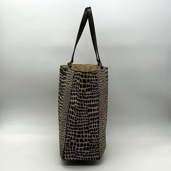Kate Spade Brown & Tan Canvas Safari Lizard Tote Bag - Picture 4 of 12